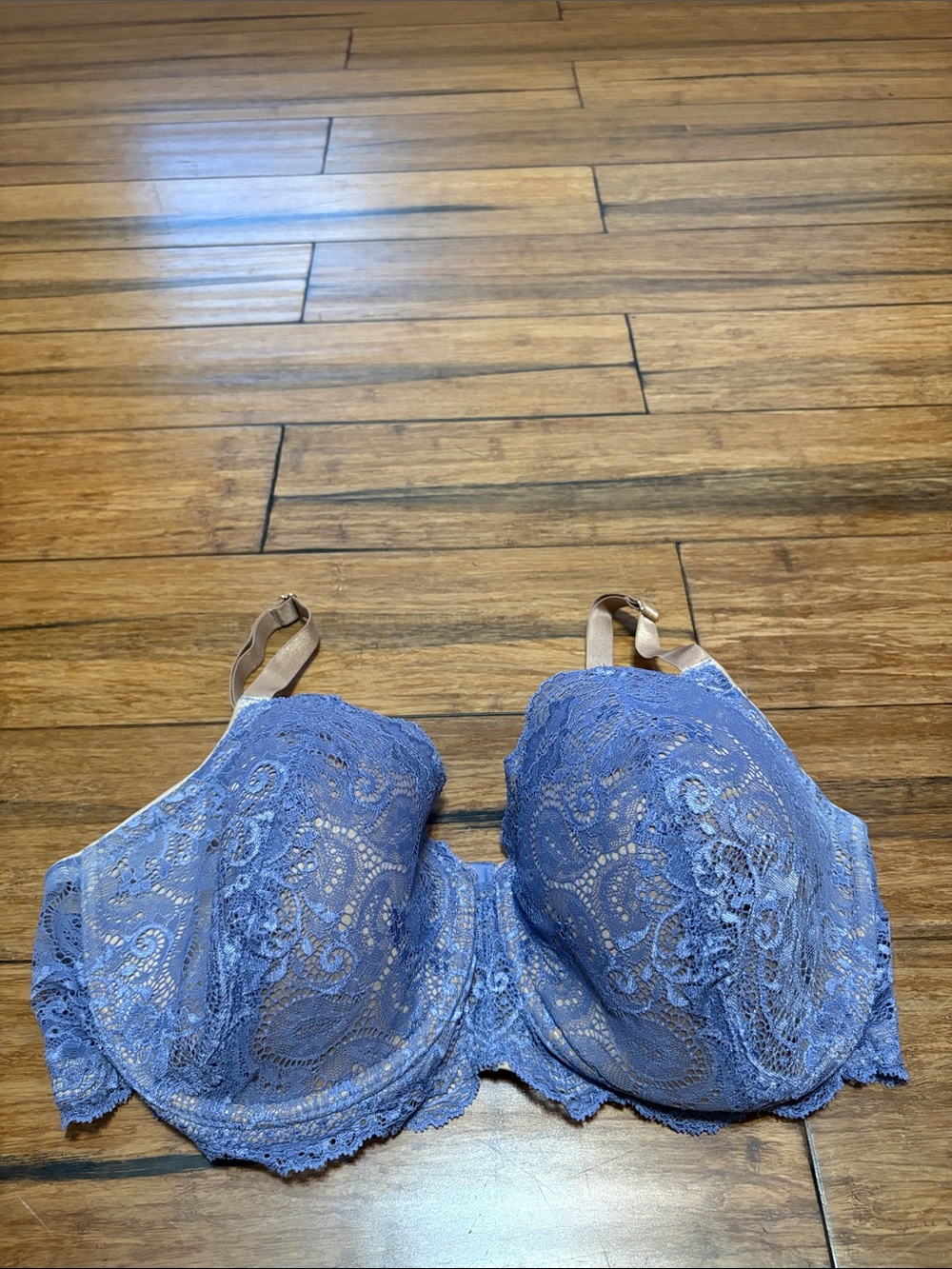 38E ThirdLove 24/7 Lace Balconette Bra Underwire Womens Light Blue Nude - Picture 2 of 5